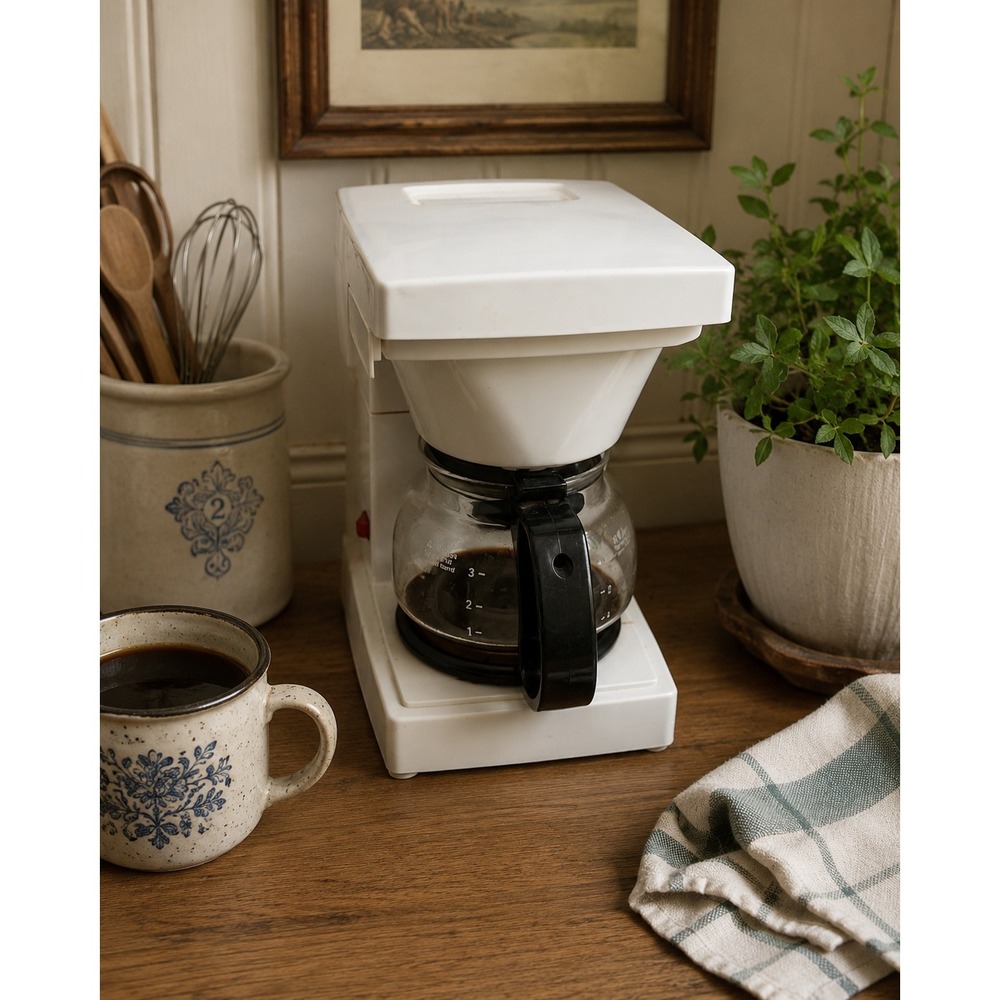 Vtg Mr. Coffee 4 Cup Drip Coffee Maker White Model L4 with Glass Carafe
